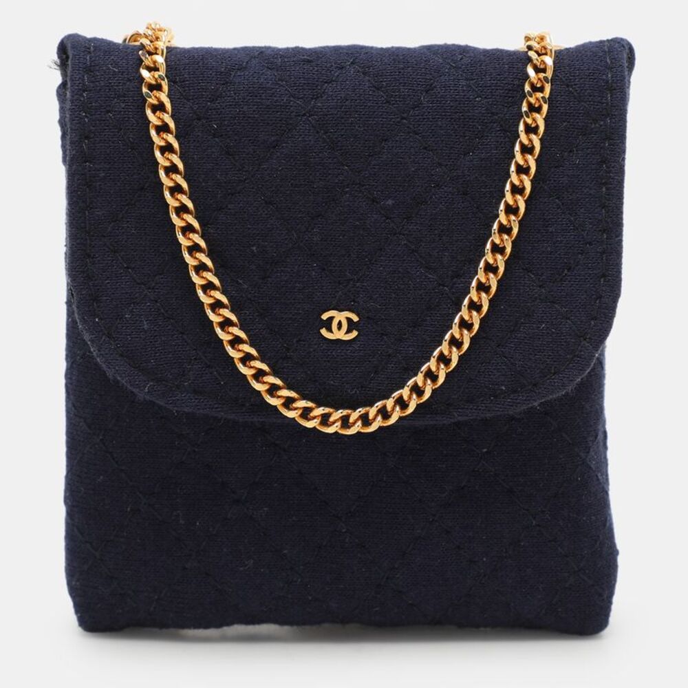 Chanel Blue Jersey Wallet On Chain